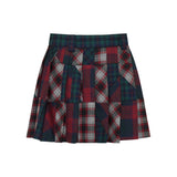 Patchwork plaid virgin wool mini skirt