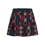 Patchwork plaid virgin wool mini skirt
