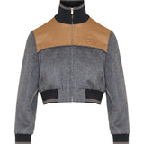 Cropped wool and cashmere zip jacket