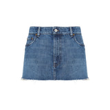 Low-rise denim mini skirt