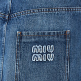 Low-rise denim mini skirt