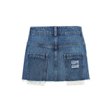 Low-rise denim mini skirt