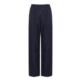 Pleated flannel wide‑leg trousers
