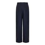 Pleated flannel wide‑leg trousers