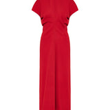 Slouch waist wool‑crepe maxi dress