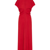 Slouch waist wool‑crepe maxi dress