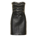 Studded leather strapless dress