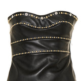 Studded leather strapless dress