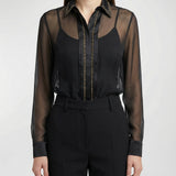 Versace Embellished silk chiffon shirt
