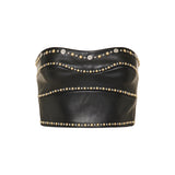 Versace Embellished leather bustier