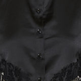Versace Lace‑trimmed satin shirt