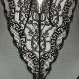 Embroidered lace‑trim bodysuit