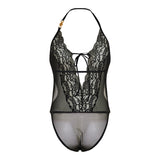 Embroidered lace‑trim bodysuit