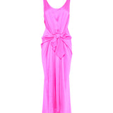 Tie-detailed crinkled silk maxi dress