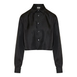Cropped silk twill shirt