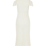 Shoulder ruffle crochet dress