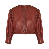 Cropped leather jacket
