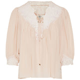 Chloé Lace-trimmed silk crepe de chine blouse