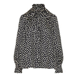 Tie-front ruffled silk blouse