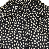 Tie-front ruffled silk blouse