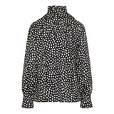 Tie-front ruffled silk blouse