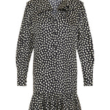 Ruffled polka-dot silk jacquard mini dress