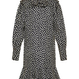 Ruffled polka-dot silk jacquard mini dress