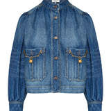 Embellished organic denim jacket