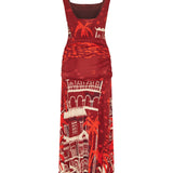 Plant of joy draped printed satin-jersey maxi dress