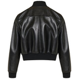 Leather bomber jacket