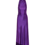 Draped satin-jersey long dress