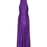 Draped satin-jersey long dress