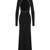 Jeweled backless knit gown