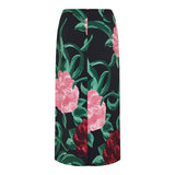 Peony Satin pencil skirt