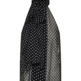 Polka‑dot chiffon neck‑tie sleeveless blouse