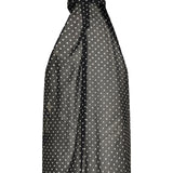 Polka‑dot chiffon neck‑tie sleeveless blouse