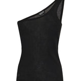 Silk‑blend rib jersey one‑shoulder top