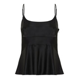 Stretch cotton-blend cami top