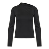 Slash neck twist long-sleeve t‑shirt