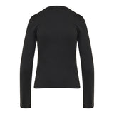 Slash neck twist long-sleeve t‑shirt