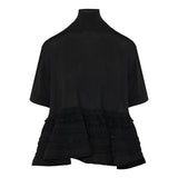 Peplum lace-trimmed wool top