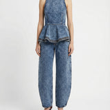 Alaïa Denim peplum top