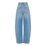 Round denim trousers