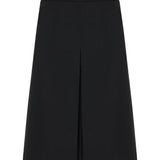 Wool‑blend slit midi skirt