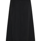 Wool‑blend slit midi skirt