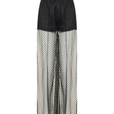 Polka‑dot fil coupé organza wide‑leg trousers