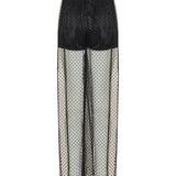 Polka‑dot fil coupé organza wide‑leg trousers