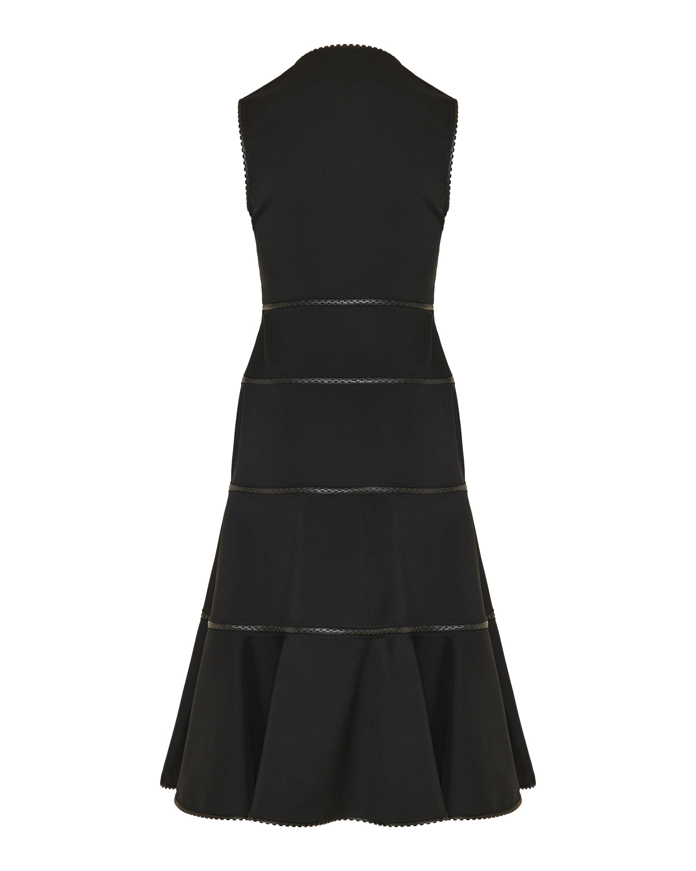 Alaa Leather-trimmed wool midi dress Luisa World Alaa Leather-trimmed wool midi dress Luisa World