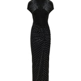Alaïa Draped strass velvet jersey dress