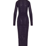Draped fluid strass jersey dress